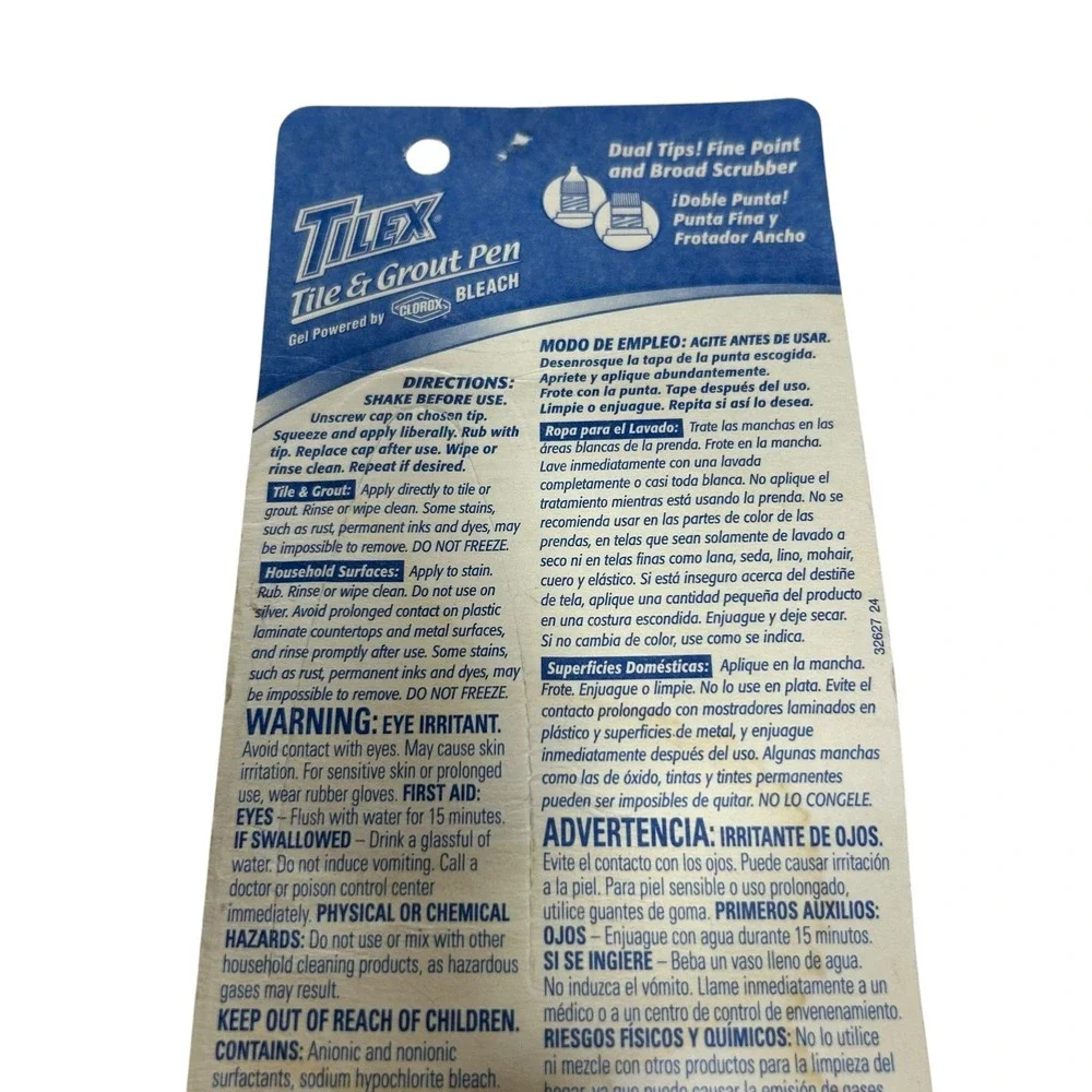 TILEX Tile & Grout Pen Removes Stains 2 oz Dual Tip Clorox Bleach NEW
